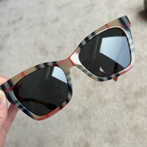 Burberry Elsa Vintage Plaid Sunglasses Black, tan & red w/ minor flaws on lens